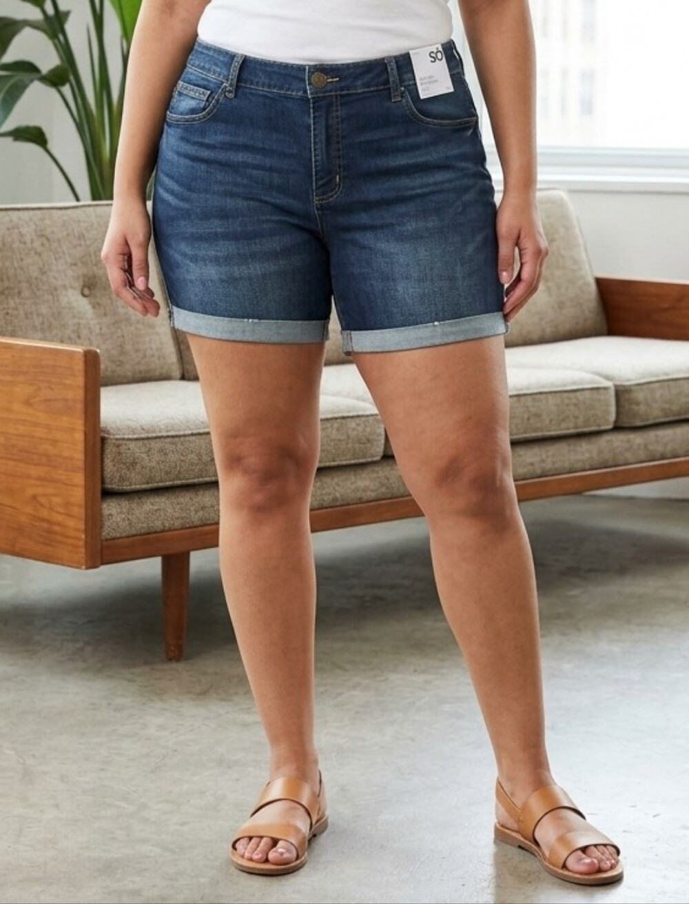 Sonoma Dark Wash Rolled Hem Denim Shorts Plus Size 24